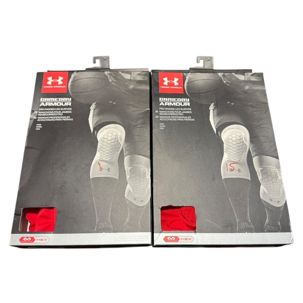 Under Armour Gameday Armour Pro Padded Leg Sleeves – Red (Adult Medium, New Box)